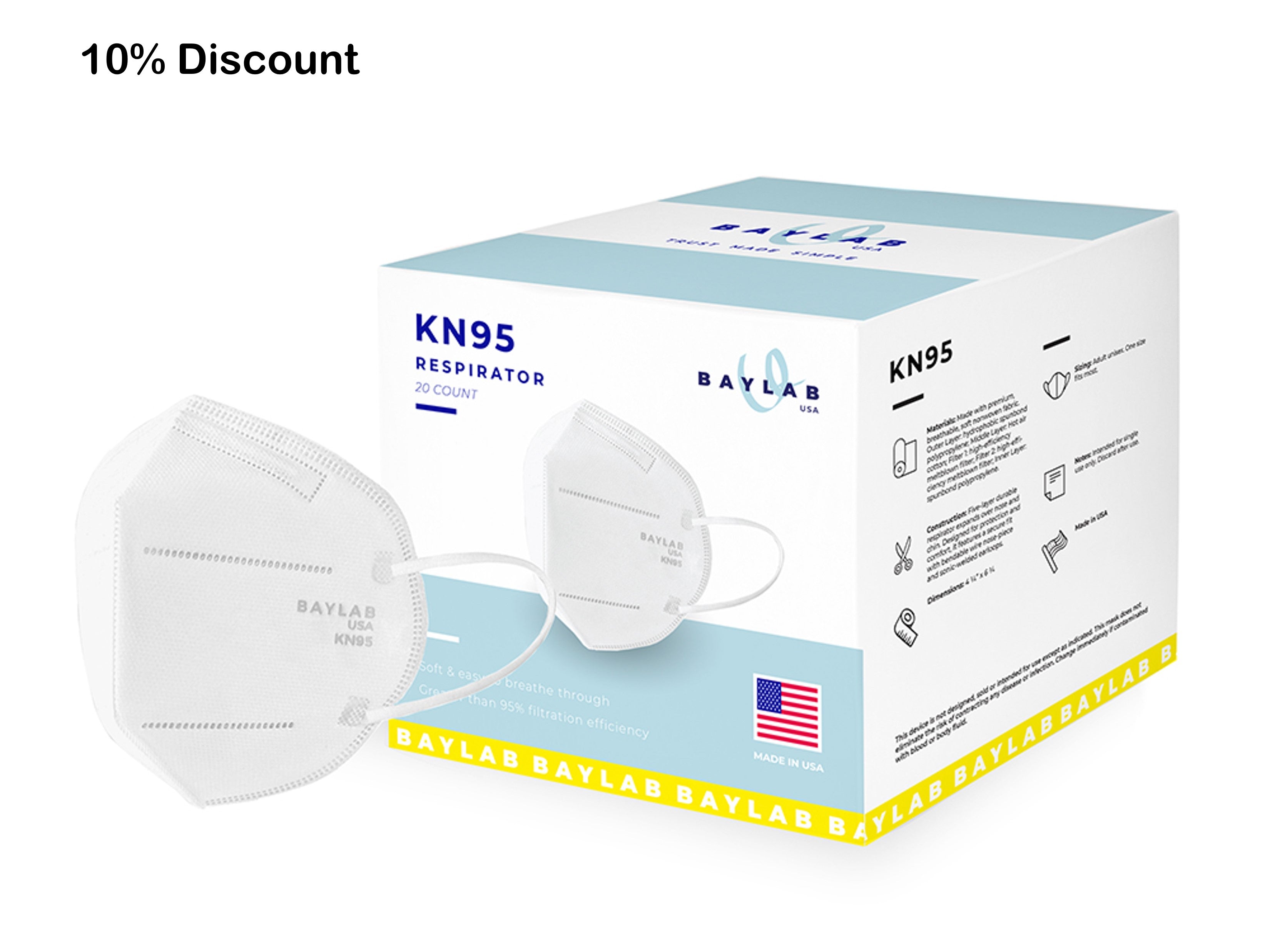 Face Mask Respirator KN95 white